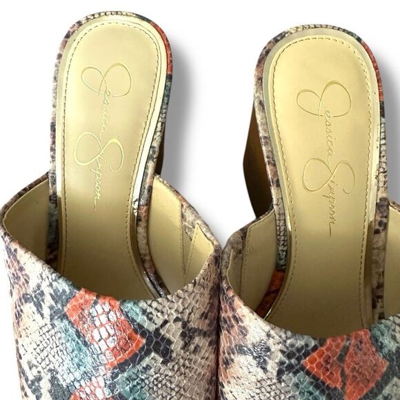 Jessica Simpson Sheyna Snake Print Wedge Slip On Sandals Size 9.5 - Picture 4 of 8